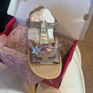 New Rosegold unicorn sandals -Kids size 9c